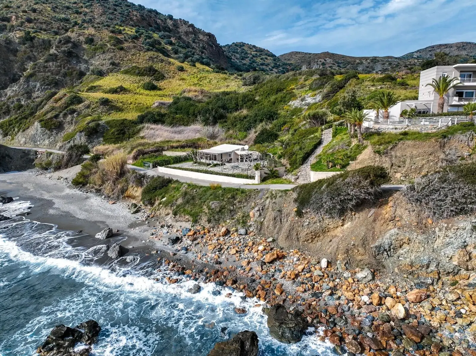 Anatolika Beach House — the restored cottage on the shore