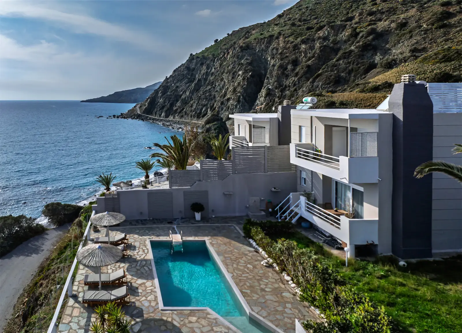 A villa high above the coast